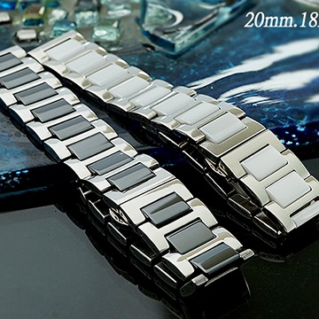 全新 不鏽鋼+陶瓷摺疊扣金屬錶帶 ( 20mm.18mm )
