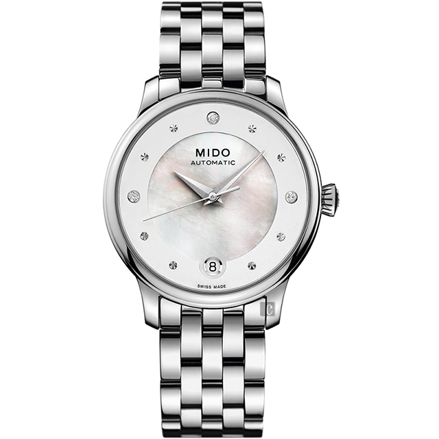 MIDO 美度 官方授權 BARONCELLI 永恆系系真鑽機械女錶 百貨周年慶-34mm M0392071110600