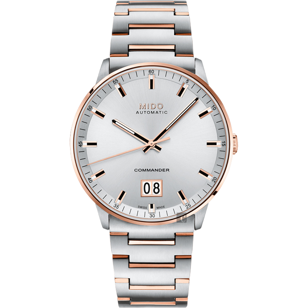 MIDO 美度 Commander 香榭大視窗機械錶-銀x雙色/42mm M0216262203100