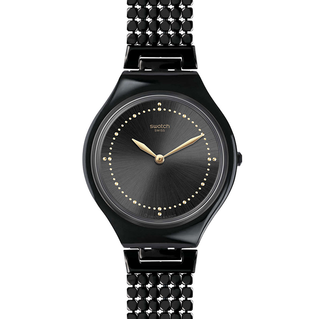 SWATCH 獨特夜黑魅力石英腕錶 SVOB103G-送收納小包 隨機款式出貨