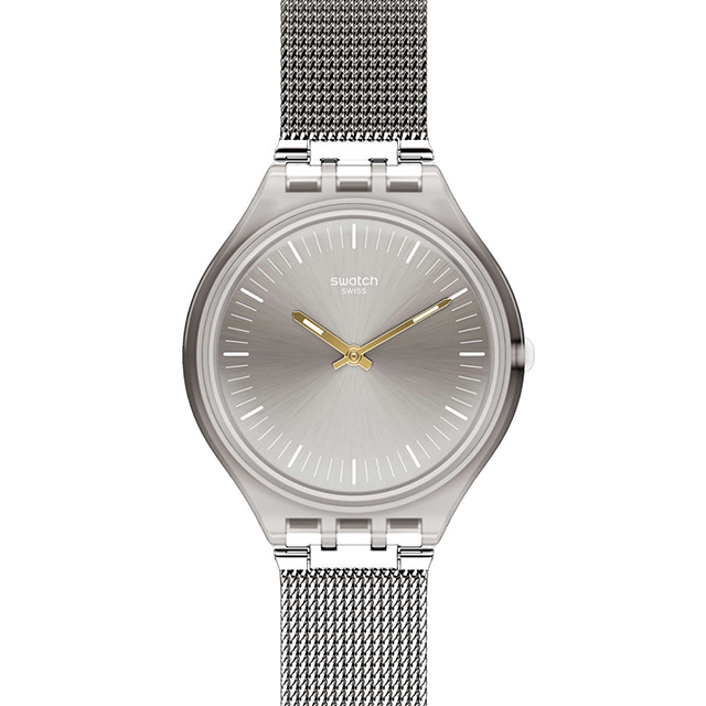 SWATCH 經典魅力潮流夜光石英米蘭帶腕錶 SVOM100M