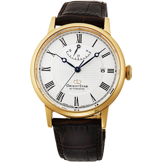 ORIENT 東方 STAR 之星 CLASSIC 羅馬機械錶-金框x咖啡/38.7mm (RE-AU0001S)