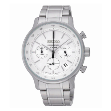 SEIKO 精工 享指定專櫃售後服務 CS儉約三眼計時腕錶/白面/8T63-00A0S