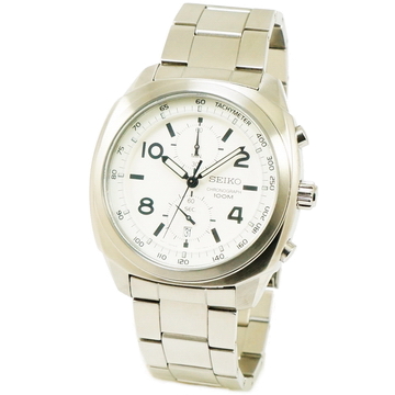 SEIKO 精工 Chronograph 三眼計時方型圓弧腕錶 SNN207P1