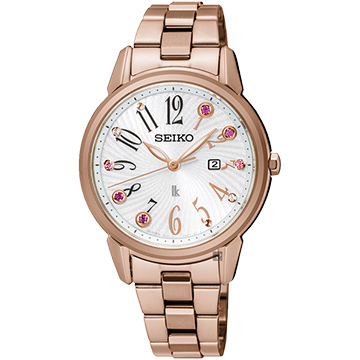 SEIKO 精工LUKIA 美好時光太陽能女錶銀x 玫塊金32mm V137 0CG0G SUT302J1