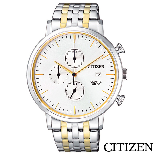 CITIZEN 星辰 都會潮流風尚三眼計時石英腕錶 AN3614-54A