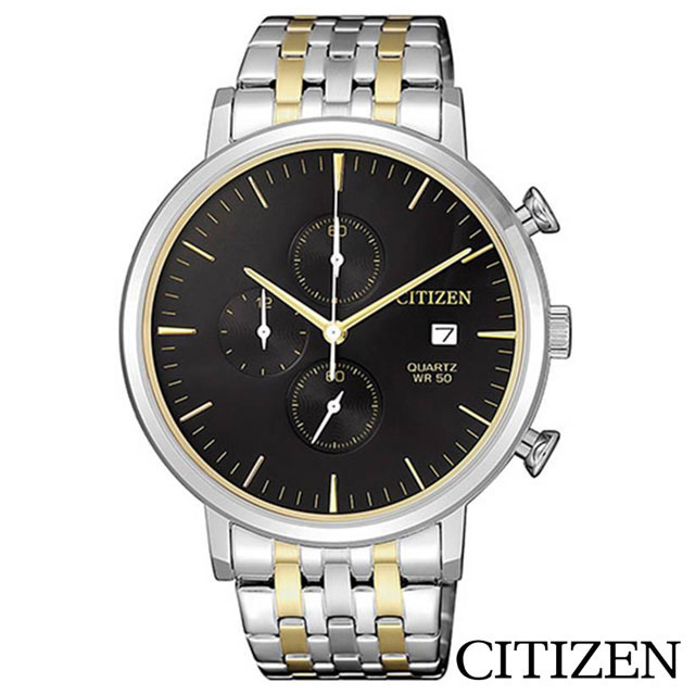 CITIZEN 星辰 黑色錶盤男士手錶(AN3614-54E)