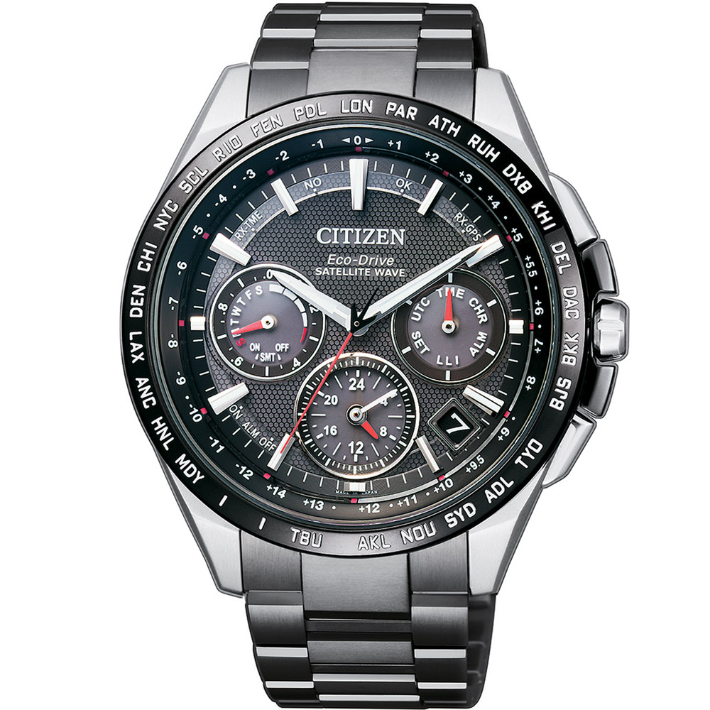 CITIZEN 星辰 GPS衛星對時F900光動能鈦腕錶/黑/CC9015-62E