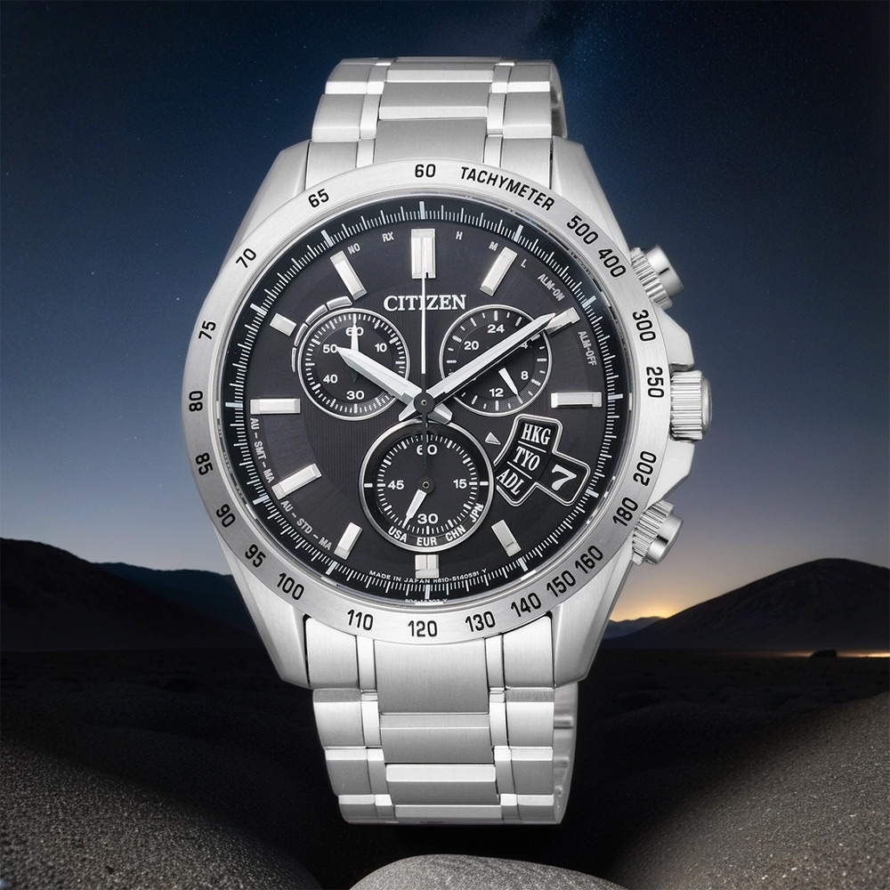 CITIZEN 星辰 光動能電波萬年曆計時錶 百貨周年慶-黑/42mm BY0130-51E