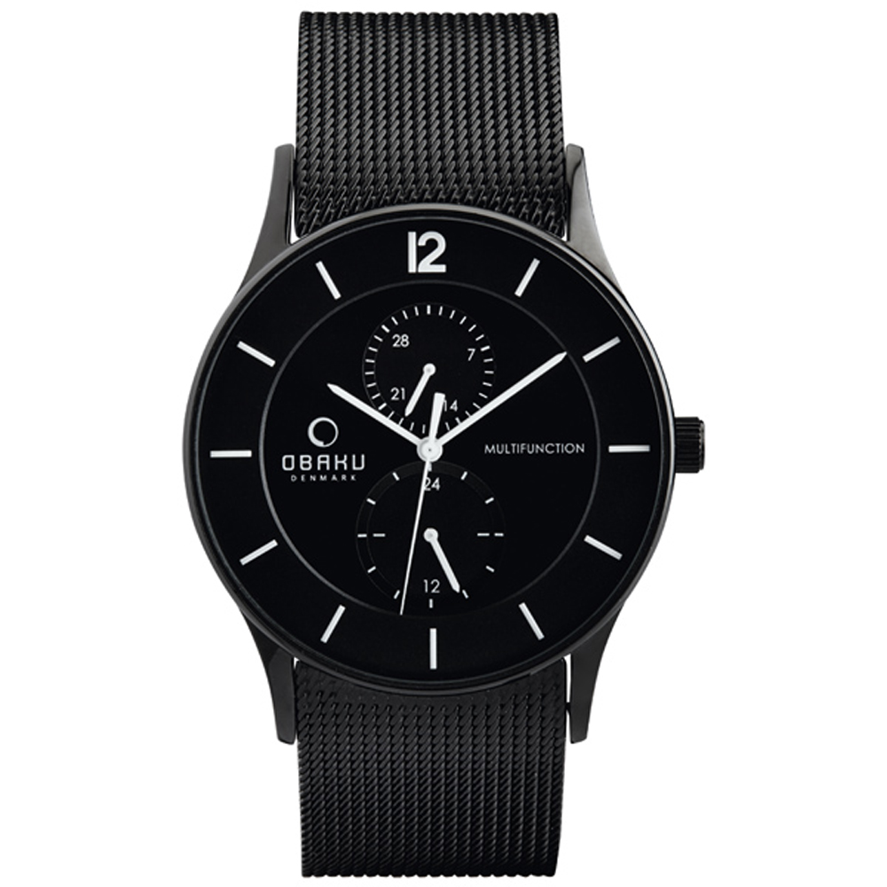 OBAKU 攻佔視覺雙眼時尚米蘭腕錶-黑