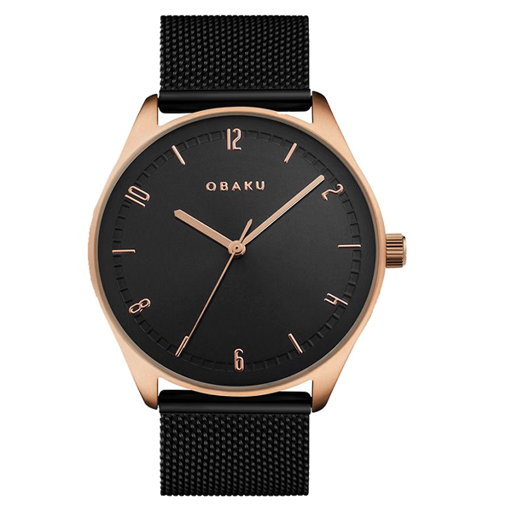 OBAKU 秋日時尚氣質腕錶-黑