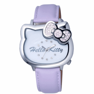 Hello Kitty 愛戀經典造型手錶 (紫/銀 LK681LWWV)