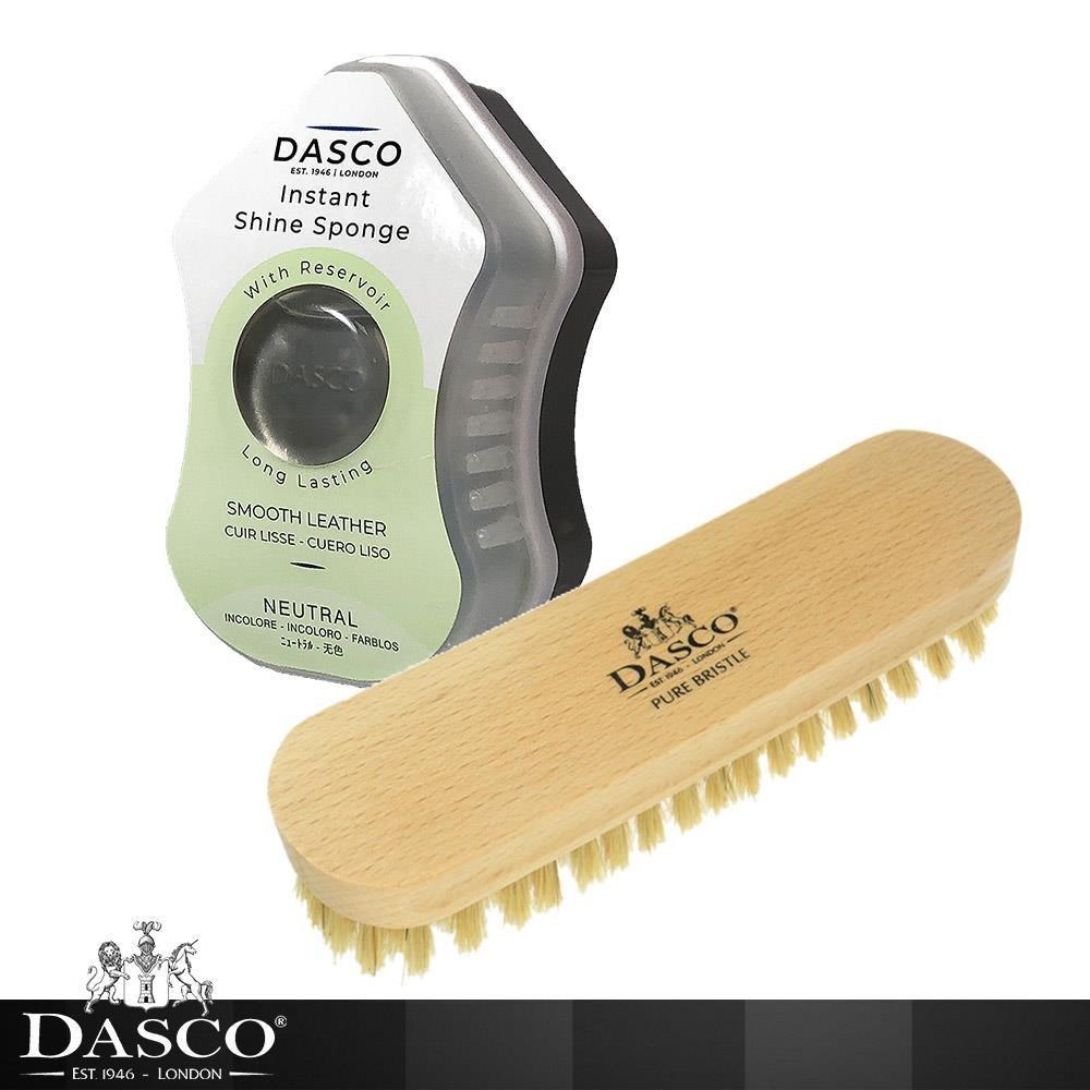 DASCO 伯爵 皮鞋快速保養組 5674閃亮海綿鞋擦+大豬鬃刷