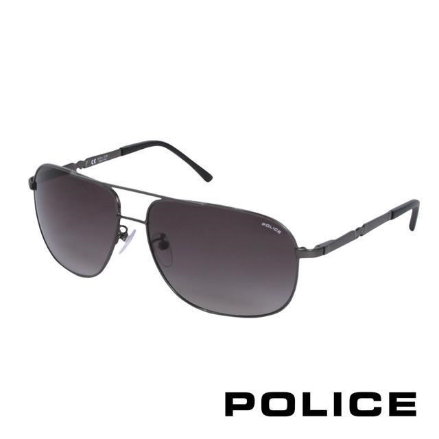 Police 【南紡購物中心】 都會時尚飛行員太陽眼鏡 (銀黑色) POS8747-0584