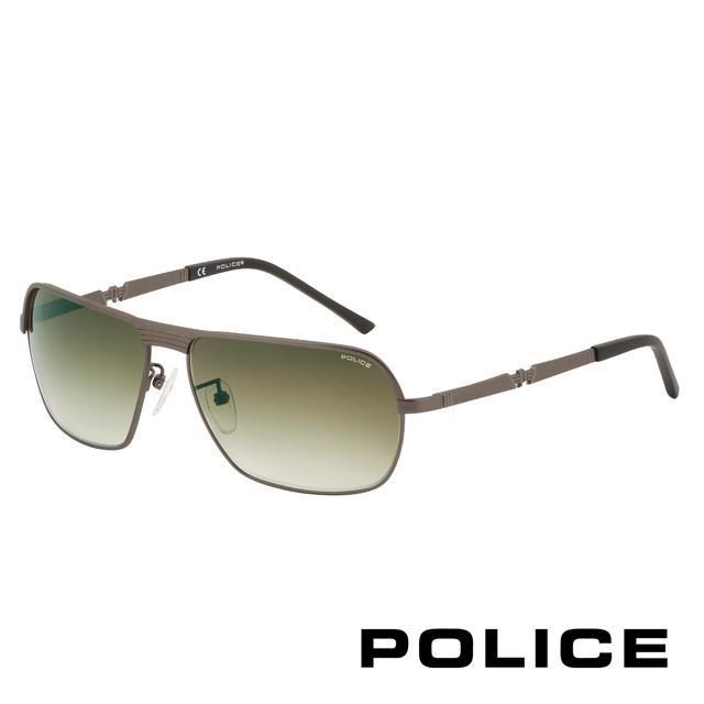 Police 【南紡購物中心】 都會時尚飛行員太陽眼鏡 (銀黑色) POS8745-0627