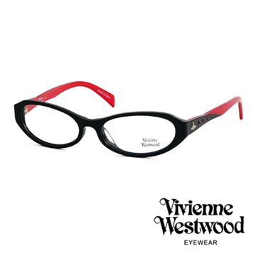 Vivienne Westwood 薇薇安魏斯伍德 【南紡購物中心】 薇薇安魏斯伍德 皇家貴氣水鑽光學眼鏡(黑紅色) VW19302