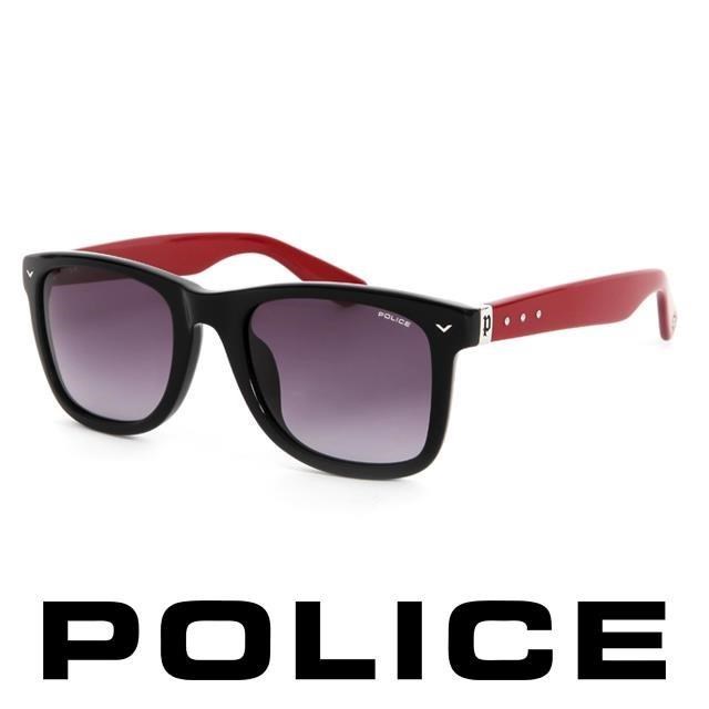 Police 【南紡購物中心】 義大利 警察 百搭款韓系經典造型太陽眼鏡(黑+紅) POS1804-700R