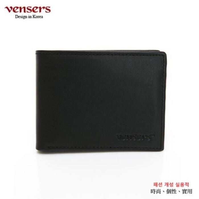 vensers 小牛皮潮流個性皮夾(NB368201黑色短夾)