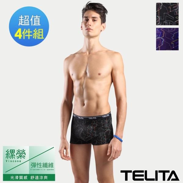 TELITA 【南紡購物中心】 電路版圖騰印花平口褲/四角褲-4件組