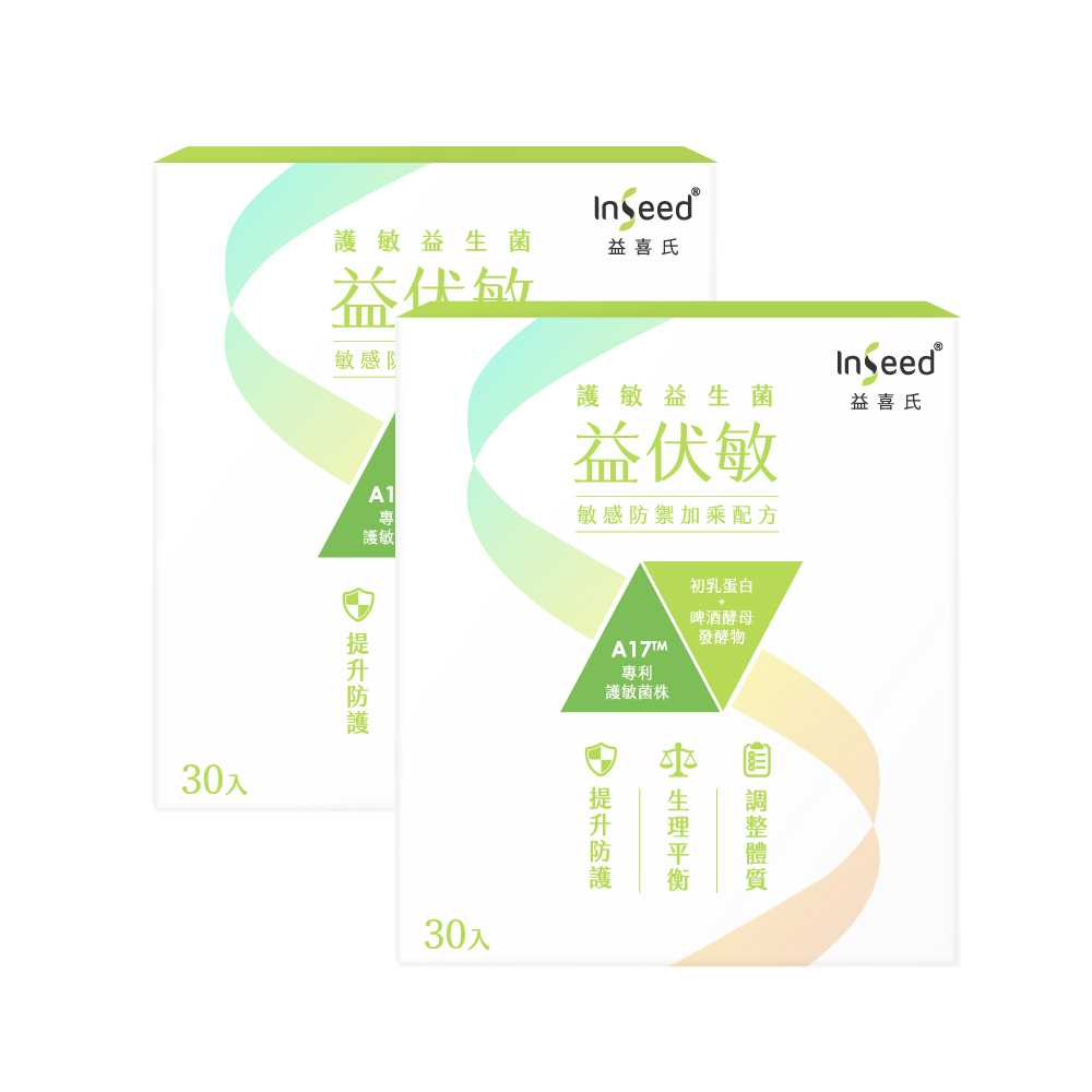 官方直營益伏敏-A17護敏益生菌30包/盒 二入組(蔡英傑教授領導開發惠生研生技)
