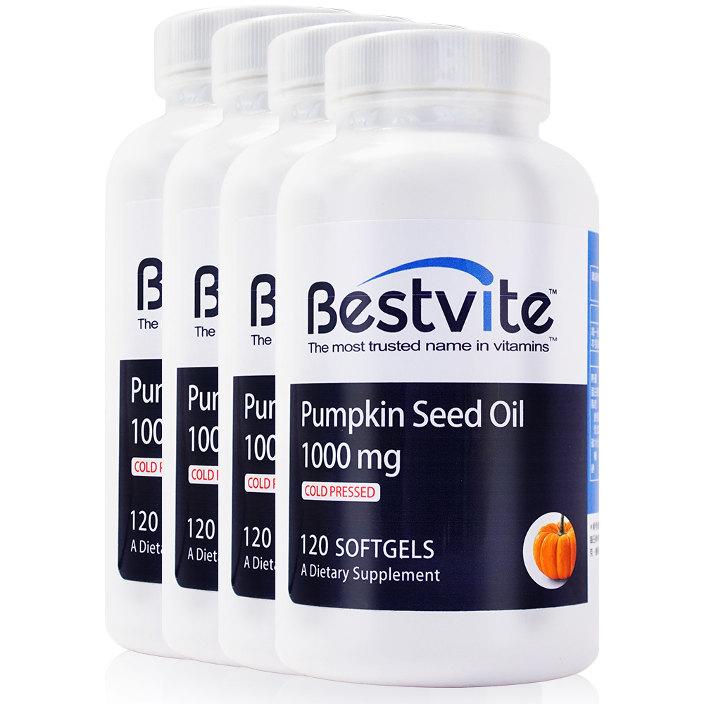 Bestvite 必賜力 天然南瓜籽油1000mg膠囊4瓶組 (120顆*4瓶)