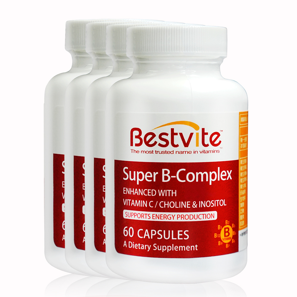 Bestvite 必賜力 【美國】超級維他命B群膠囊4瓶組 (60顆*4瓶)