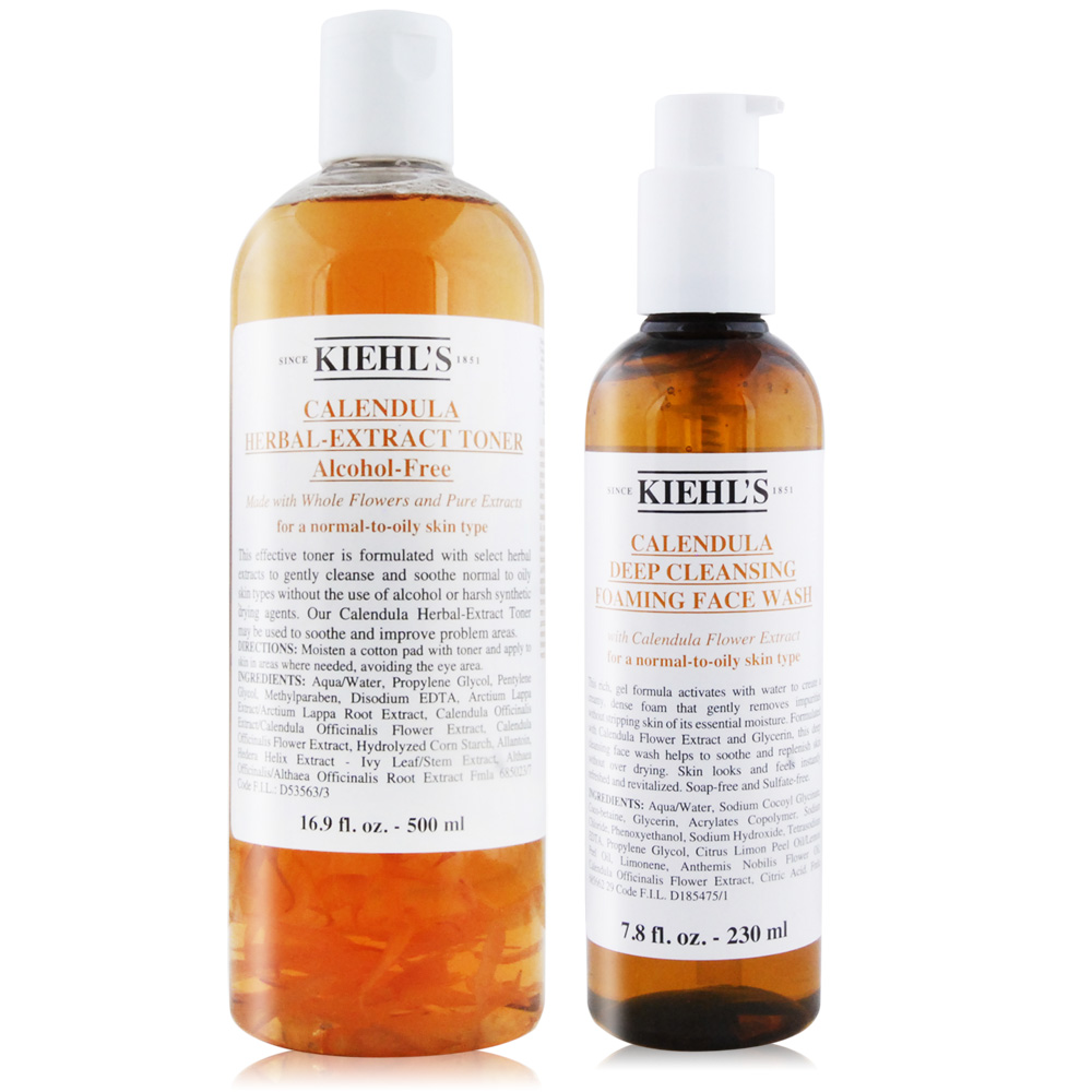 KIEHL'S 契爾氏 KIEHLS  金盞花精華修護化妝水(500ML)+潔面泡泡凝露(230ml)-國際航空版