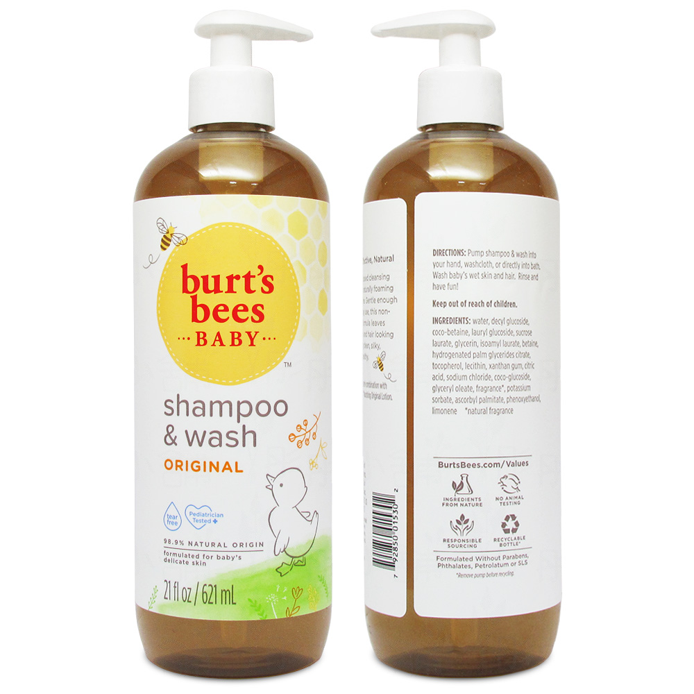 Burt's Bees 蜜蜂爺爺 Burt s bees  寶貝嬰兒洗髮沐浴露 21oz(620ml)家庭號 (新包裝瓶)美國原廠