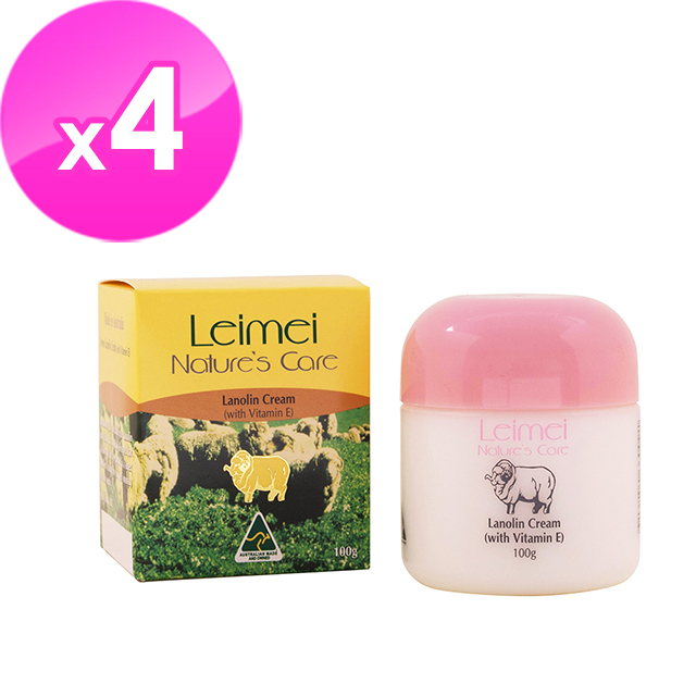 【澳洲Natures Care】Leimei 經典綿羊霜含維他命E (4 入組, 100g/罐)