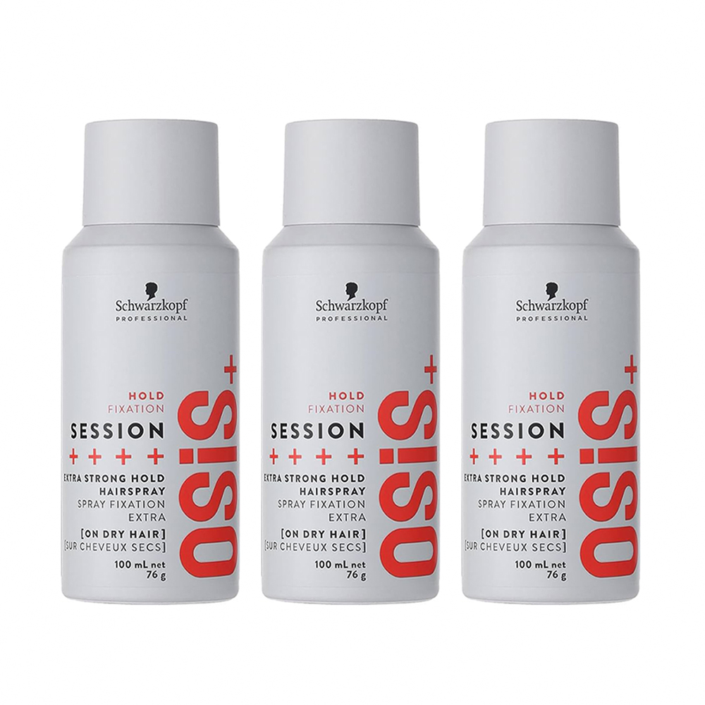 SCHWARZKOPF 施華蔻 OSIS SESSION 黑炫風/ 黑旋風特強定型霧 100ML(3入)