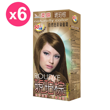 柔蝶 自然色彩染髮霜-琥珀棕-6入組