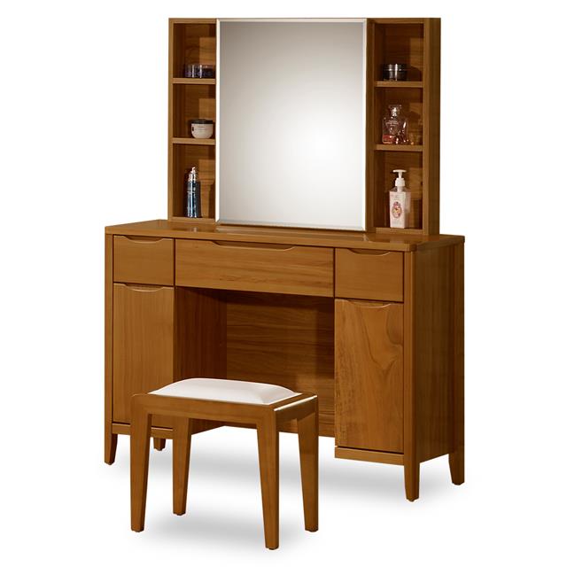 STYLEHOUSE 時尚屋 [NM29]米堤柚木3.3尺鏡台-含化妝椅NM29-576+576-3免運費/免組裝/鏡台