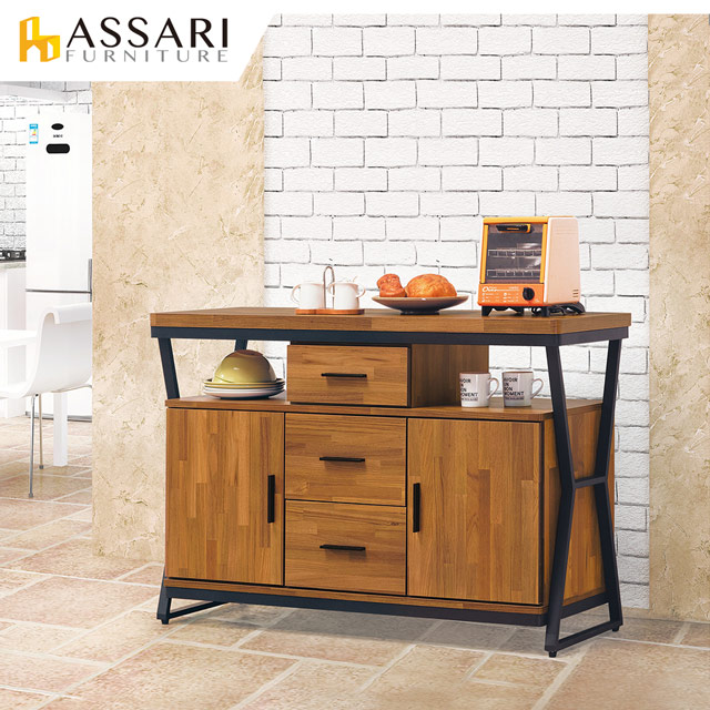 ASSARI -工業風木心板4尺餐櫃(寬120x深40x高82cm)