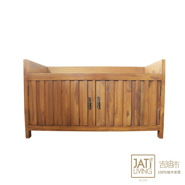 吉迪市柚木家具 【吉迪市100%全柚木家具】全柚木簡約造型鞋櫃 玄關櫃 穿鞋椅 收納櫃 KLE-03