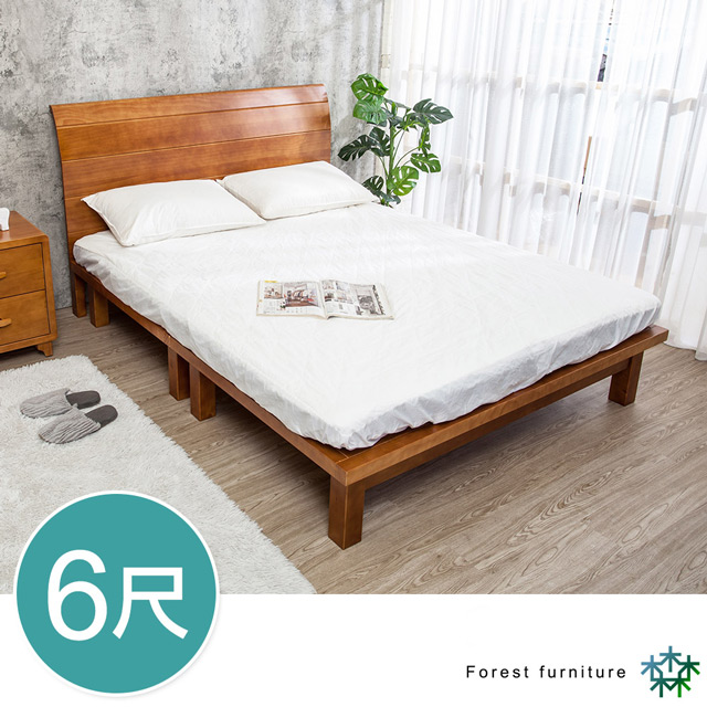 Boden -森林家具 柯特6尺雙人加大全實木床架(床頭片+床底)(不含床墊)