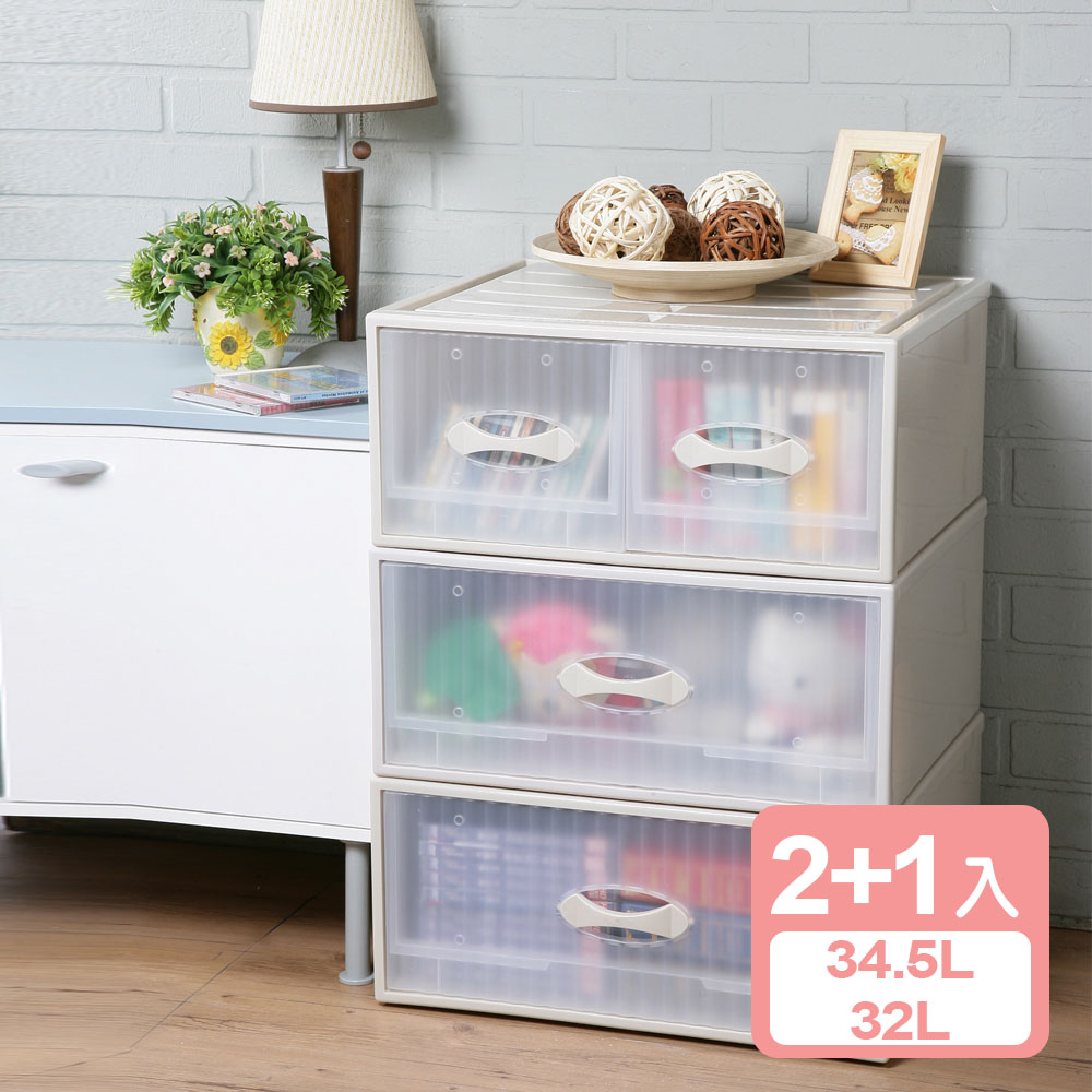 KEYWAY 聯府 【 真心良品】 雅適加寬單+雙抽式收納整理箱(3入)