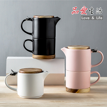 【品愛生活】簡約陶瓷茶壺馬克杯組(一壺一杯)