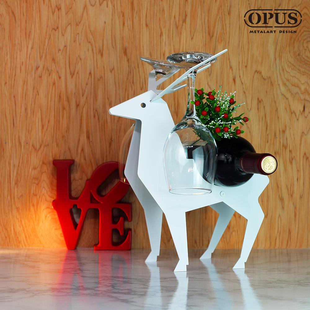 OPUS 東齊金工 《馴鹿酒架》優雅白/酒杯架 紅酒架 收納架