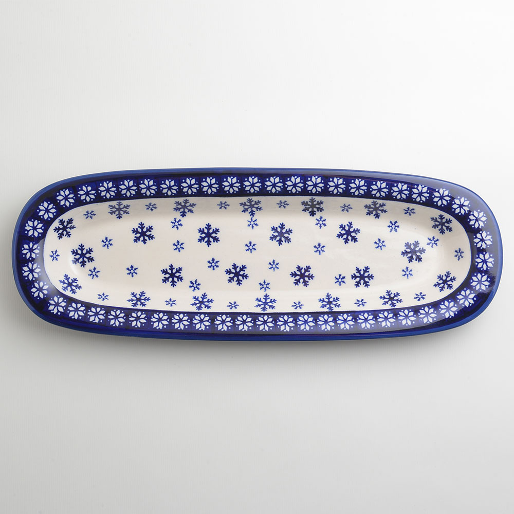 波蘭陶 雪白冰花系列 長方形餐盤 13X37cm