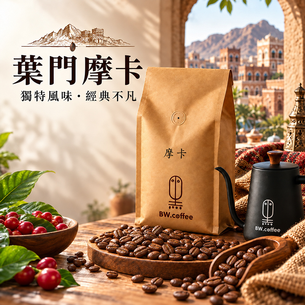 黑開水 摩卡咖啡豆1磅(450克)(中)