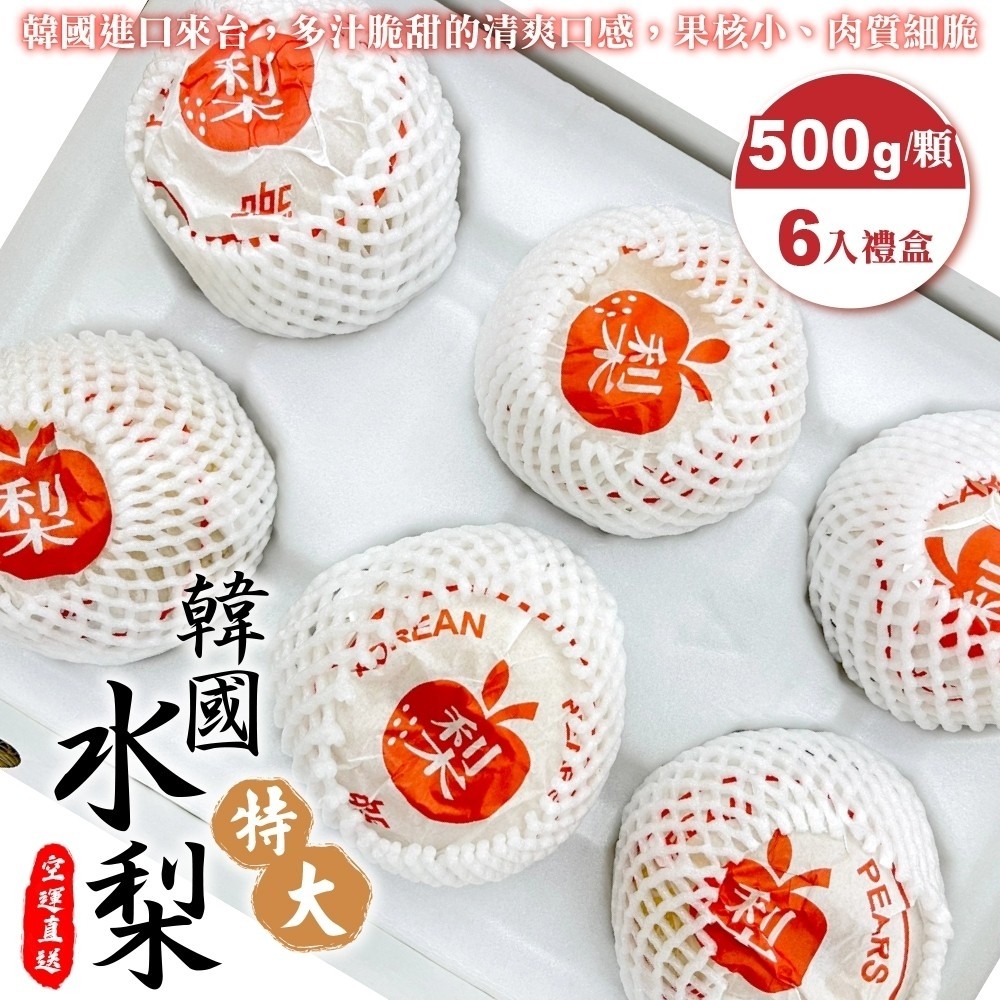 WANG蔬果 嚴選韓國特大水梨禮盒(6入_500g/顆)
