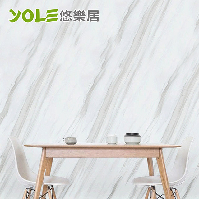 【YOLE悠樂居】廚房自黏耐高溫防汙防油加厚壁貼-石紋(爵士白)200cm