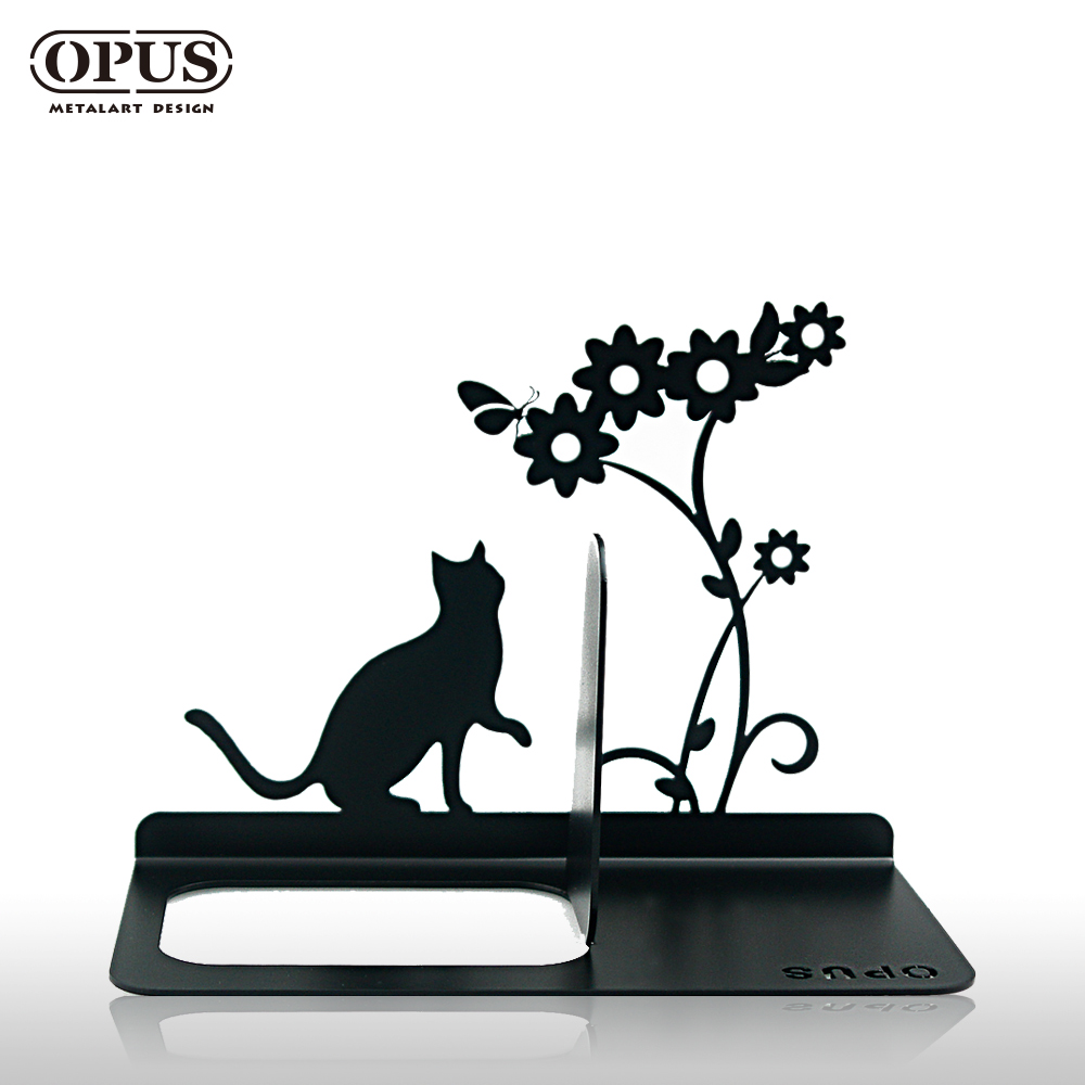 OPUS 東齊金工 歐式鐵藝書擋《貓咪》經典黑