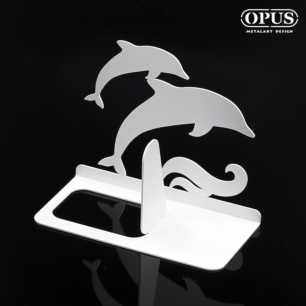 OPUS 東齊金工 歐式鐵藝書擋《海豚》優雅白 質感教師節禮物