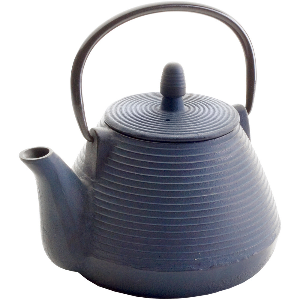 ibili 西班牙 Java鑄鐵濾茶壺(橫紋藍1L) / 泡茶 下午茶 茶具 可機洗 洗碗機可洗