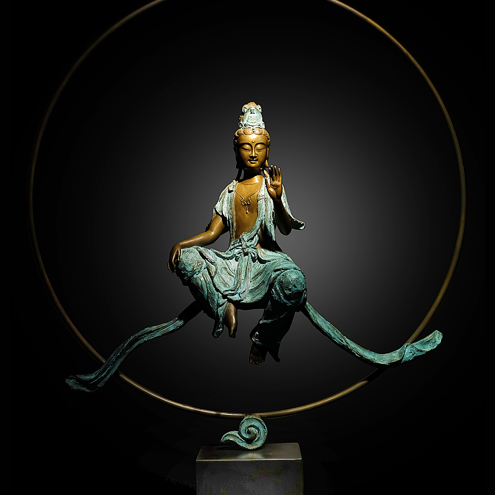 江戶時代（享保期）魚子地 象文襖引手「儒教考道天