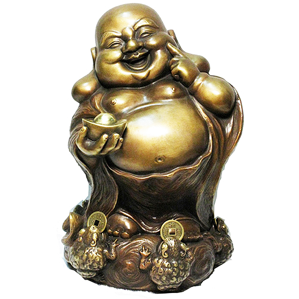 開運陶源雕塑大師羅廣維創作(五方進財笑彌勒)咬錢蟾蜍財神彌勒佛銅雕