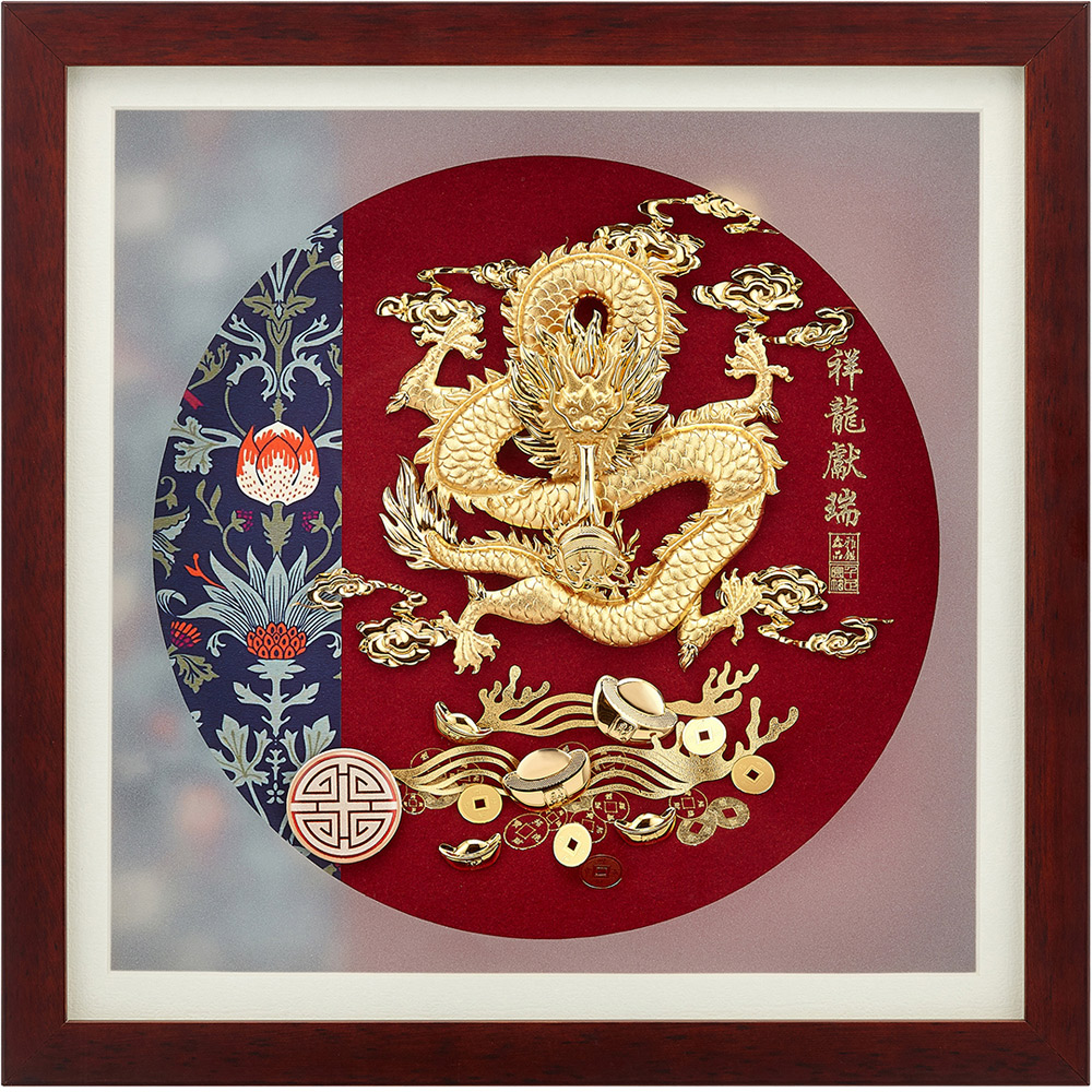 開運陶源純金典雅金箔畫系列~【祥龍獻瑞】.30 x30 cm - PChome 24h購物