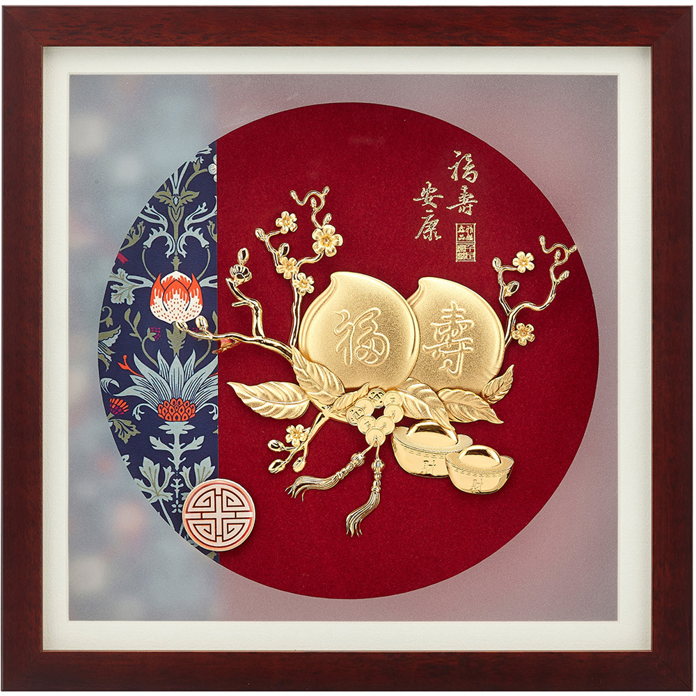 開運陶源 純金典雅金箔畫系列~【福壽安康】....30 x30 cm