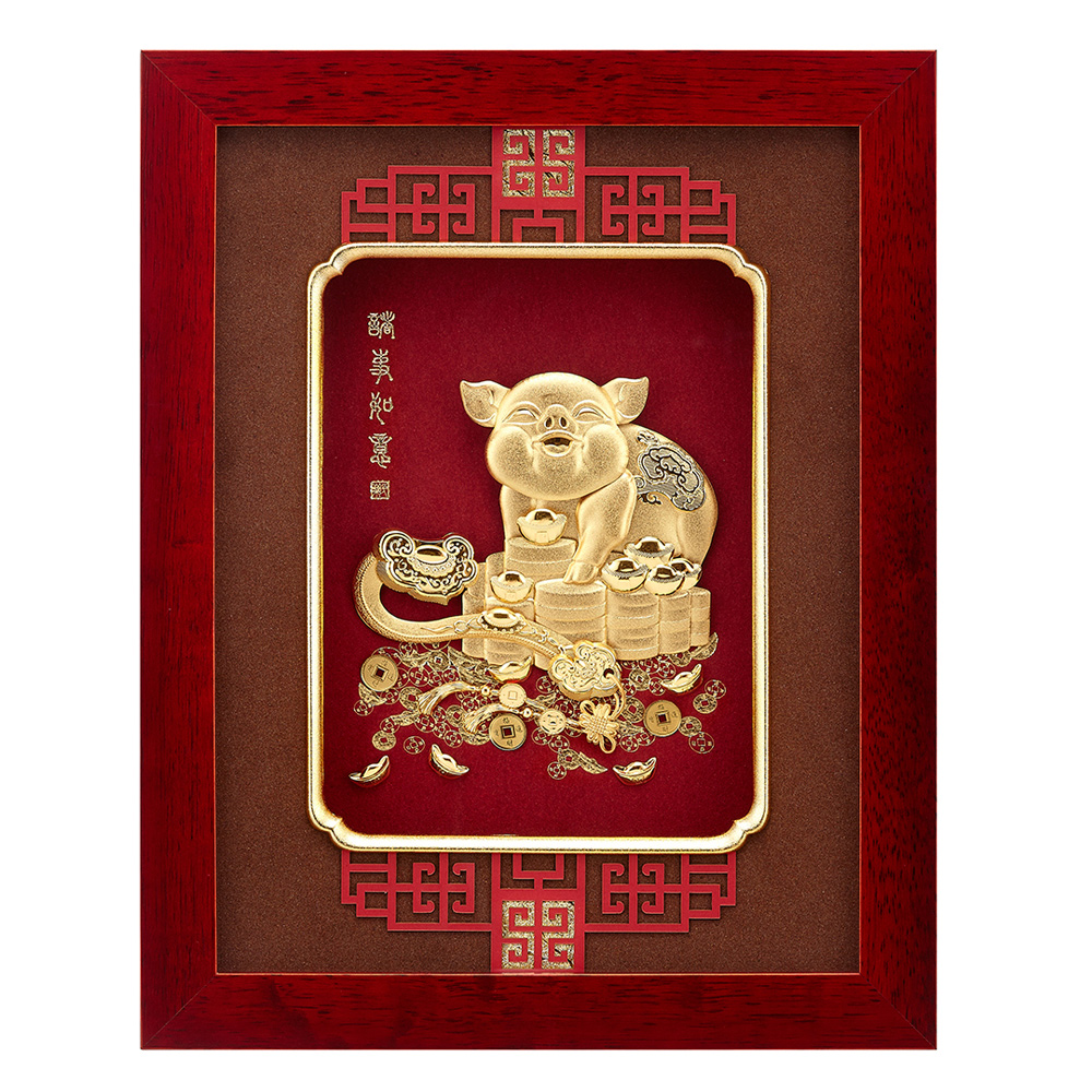 開運陶源純金祥和金箔畫系列~金魚【金玉滿堂】.24 x24 cm - PChome